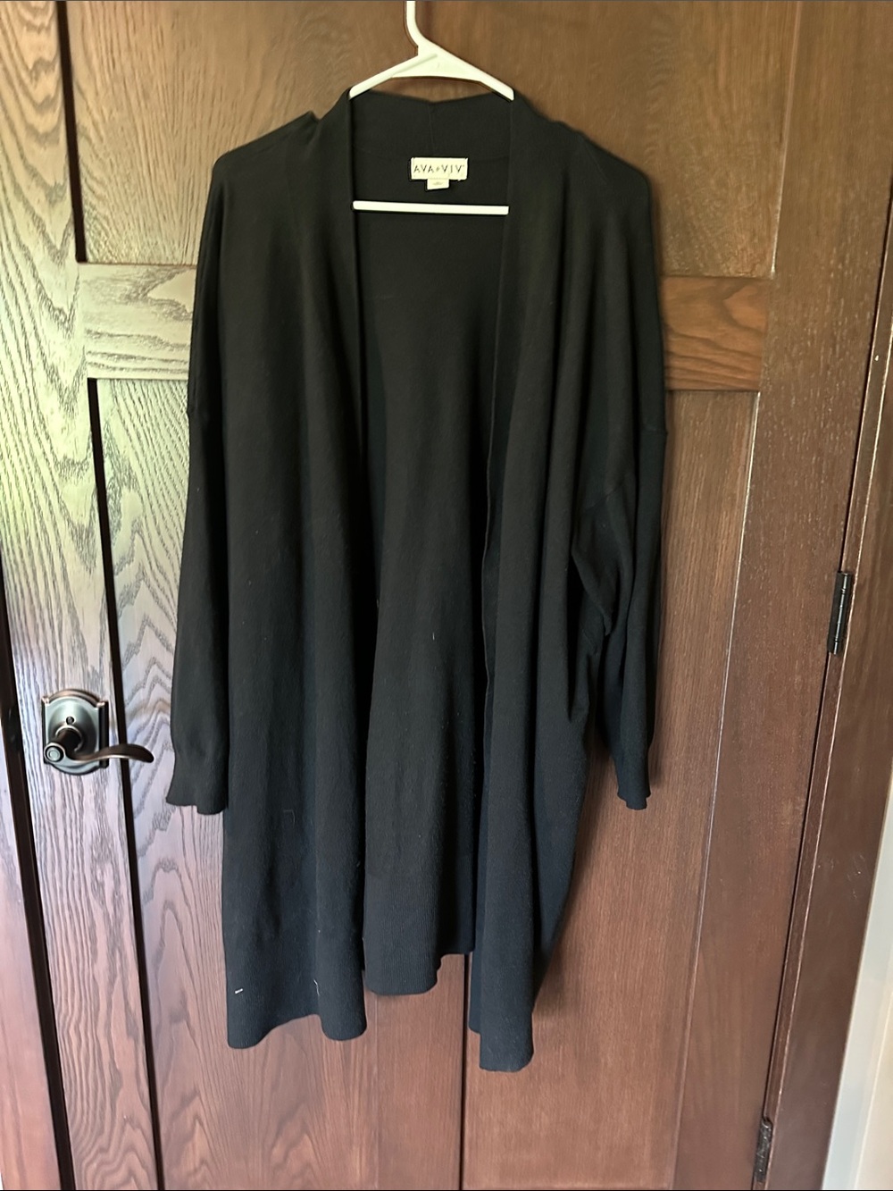 Ava & Viv Black Open-Front Drape Cardigan